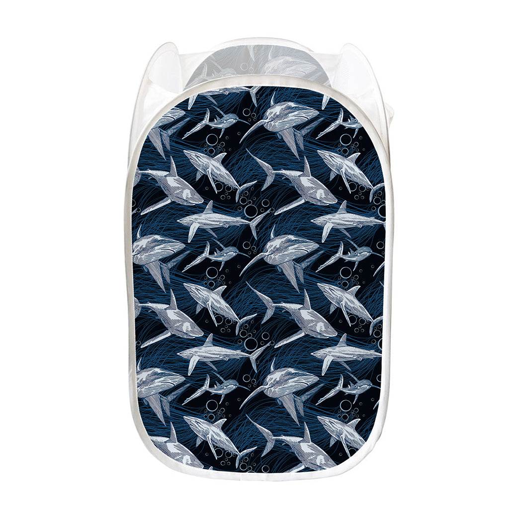 Shark Underwear Pattern Print Mesh Laundry Hamper
