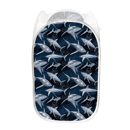 Shark Underwear Pattern Print Mesh Laundry Hamper
