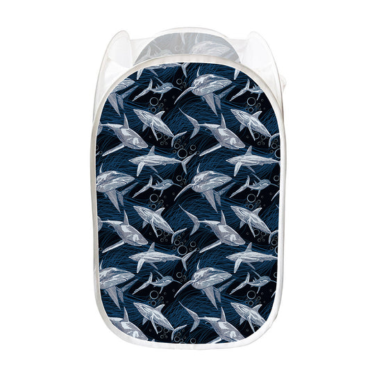 Shark Underwear Pattern Print Mesh Laundry Hamper
