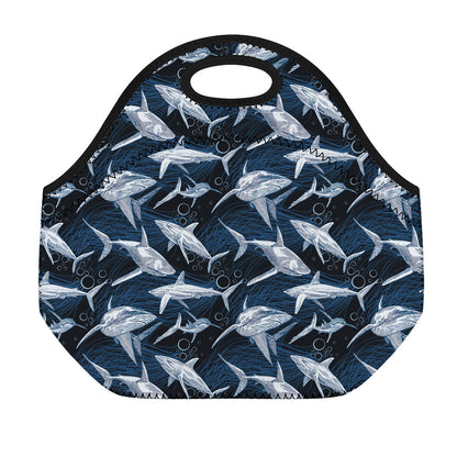 Shark Underwear Pattern Print Neoprene Lunch Bag