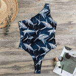 Shark Underwear Pattern Print One Shoulder Bodysuit