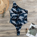 Shark Underwear Pattern Print One Shoulder Bodysuit