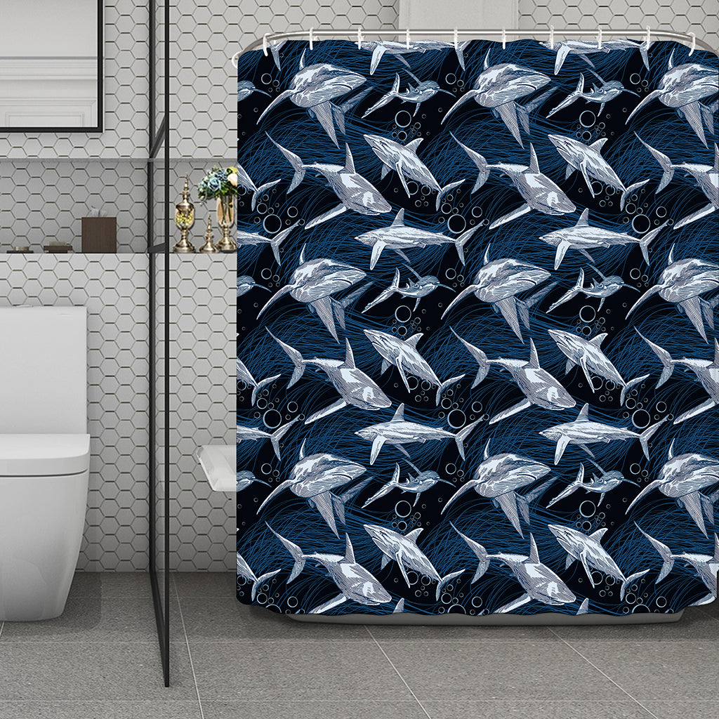 Shark Underwear Pattern Print Polyester Shower Curtain