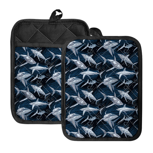 Shark Underwear Pattern Print Pot Holders With Pocket