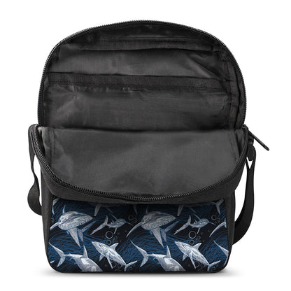 Shark Underwear Pattern Print Rectangular Crossbody Bag