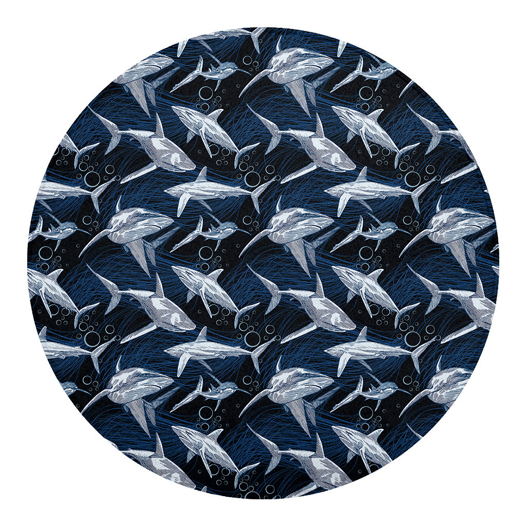 Shark Underwear Pattern Print Round Blanket