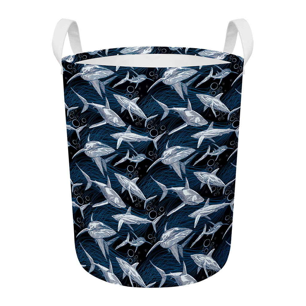 Shark Underwear Pattern Print Round Laundry Basket