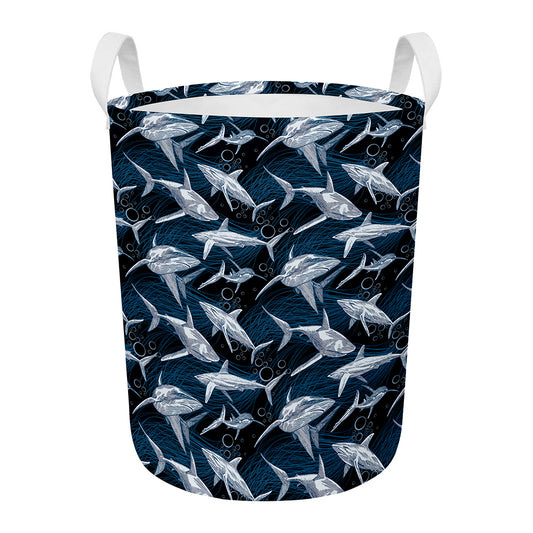 Shark Underwear Pattern Print Round Laundry Basket