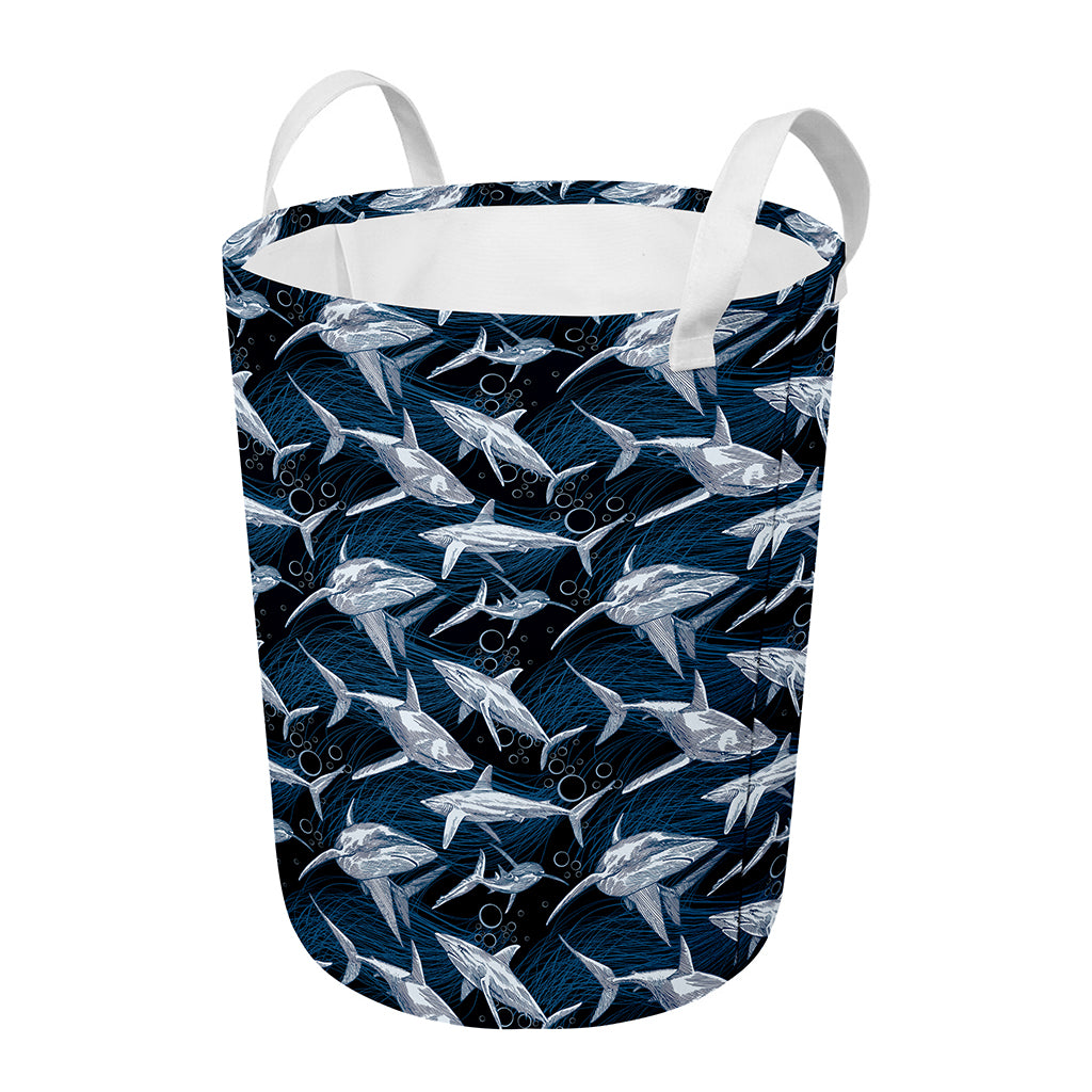Shark Underwear Pattern Print Round Laundry Basket