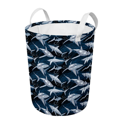 Shark Underwear Pattern Print Round Laundry Basket