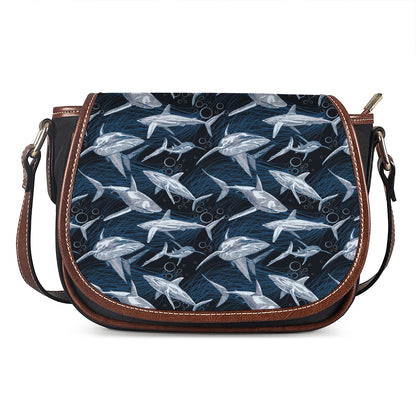 Shark Underwear Pattern Print Saddle Bag