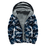 Shark Underwear Pattern Print Sherpa Lined Zip Up Hoodie