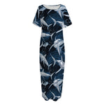 Shark Underwear Pattern Print Short Sleeve Long Nightdress