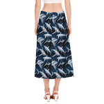 Shark Underwear Pattern Print Side Slit Midi Skirt
