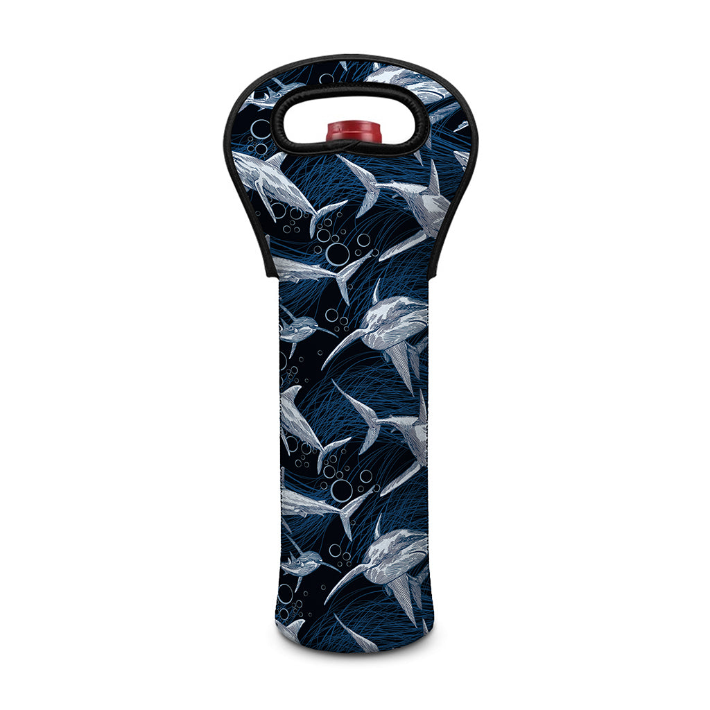 Shark Underwear Pattern Print Single Neoprene Wine Tote