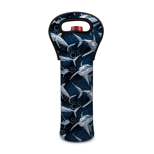 Shark Underwear Pattern Print Single Neoprene Wine Tote