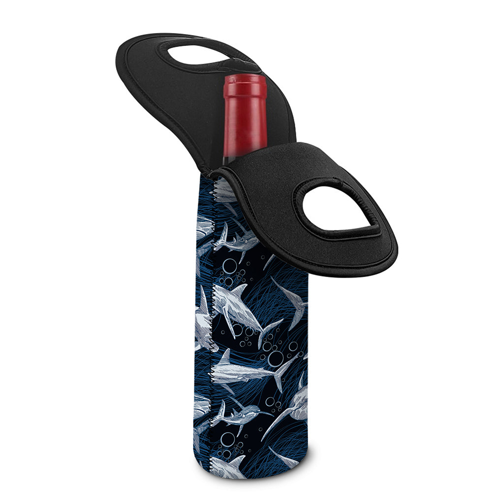 Shark Underwear Pattern Print Single Neoprene Wine Tote