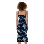 Shark Underwear Pattern Print Slim Fit Midi Cami Dress