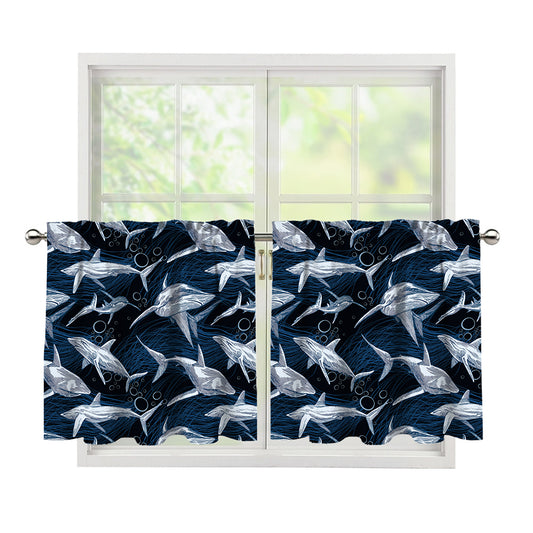 Shark Underwear Pattern Print Tier Curtains