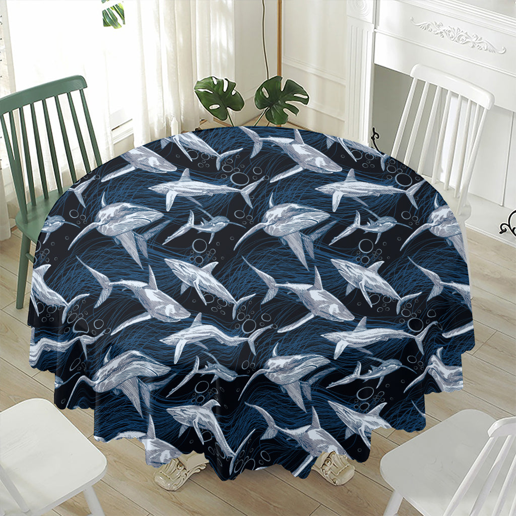 Shark Underwear Pattern Print Waterproof Round Tablecloth