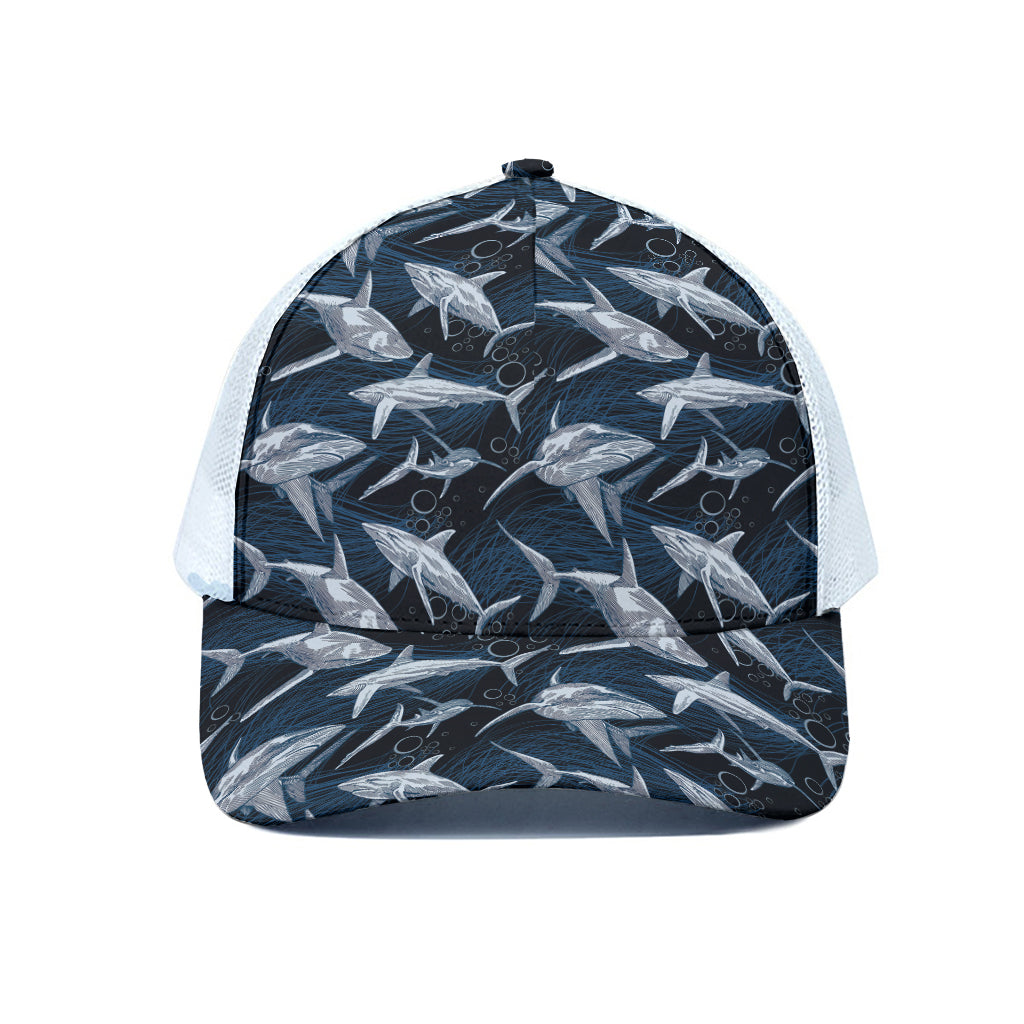 Shark Underwear Pattern Print White Mesh Trucker Cap
