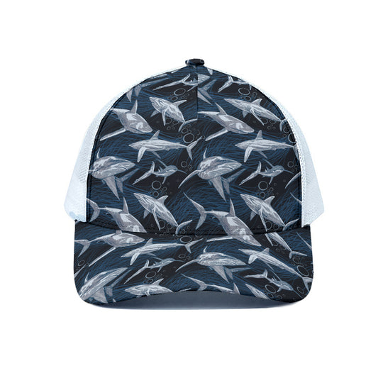 Shark Underwear Pattern Print White Mesh Trucker Cap