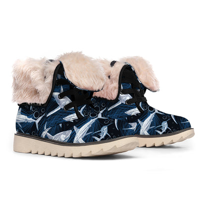 Shark Underwear Pattern Print Winter Boots