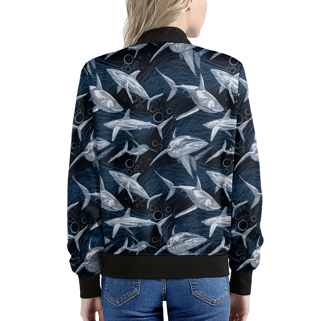 Shark Underwear Pattern Print Women's Bomber Jacket