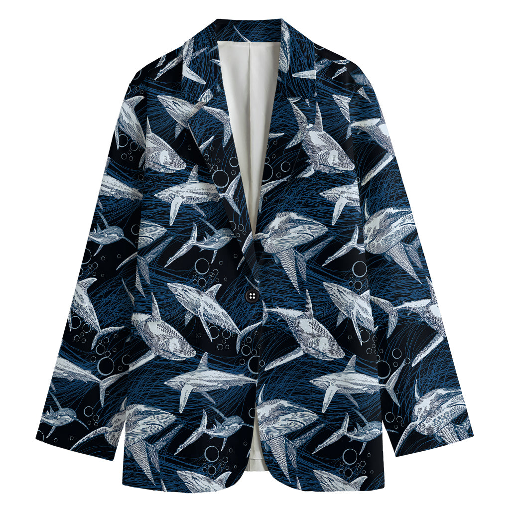 Shark Underwear Pattern Print Women's Cotton Blazer