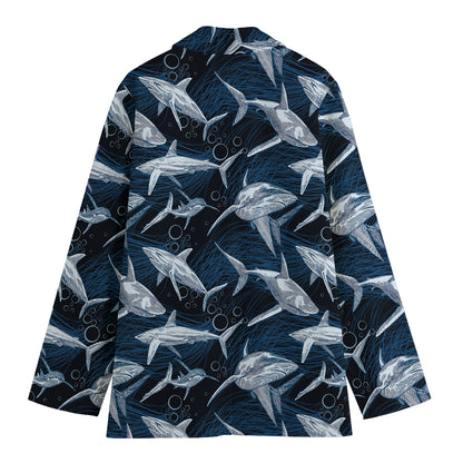 Shark Underwear Pattern Print Women's Cotton Blazer