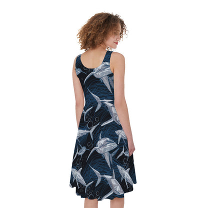 Shark Underwear Pattern Print Women's Sleeveless Dress