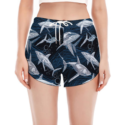 Shark Underwear Pattern Print Women's Split Running Shorts