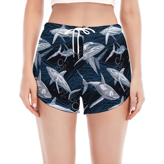 Shark Underwear Pattern Print Women's Split Running Shorts