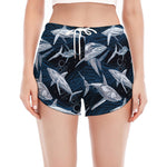 Shark Underwear Pattern Print Women's Split Running Shorts