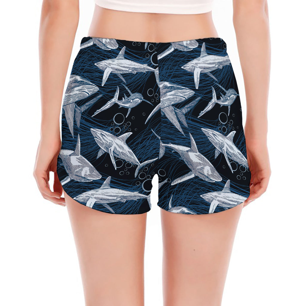 Shark Underwear Pattern Print Women's Split Running Shorts