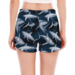 Shark Underwear Pattern Print Women's Split Running Shorts