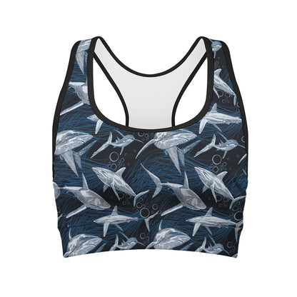 Shark Underwear Pattern Print Women's Sports Bra