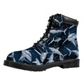 Shark Underwear Pattern Print Padded Collar Lace Up Boots