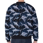 Shark Underwear Pattern Print Zip Sleeve Bomber Jacket