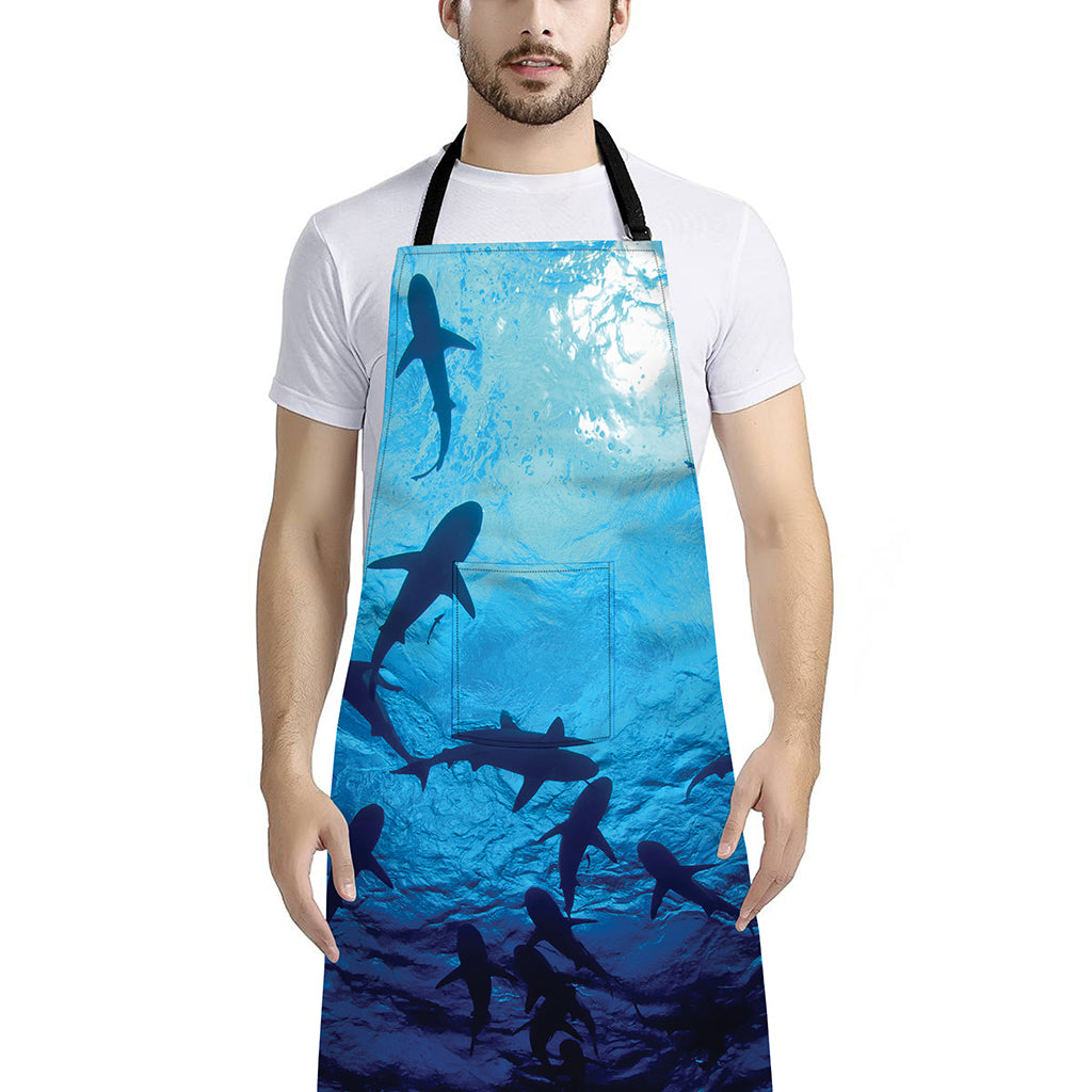 Shark Underwear Print Bib Apron With Pocket