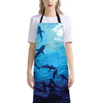 Shark Underwear Print Bib Apron With Pocket