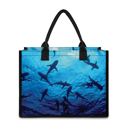 Shark Underwear Print Canvas Tote Bag