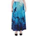 Shark Underwear Print Chiffon Maxi Skirt