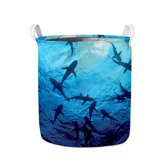 Shark Underwear Print Collapsible Laundry Basket