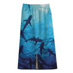 Shark Underwear Print Cotton Front Slit Maxi Skirt