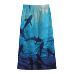 Shark Underwear Print Cotton Front Slit Maxi Skirt