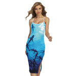 Shark Underwear Print Cross Back Cami Dress