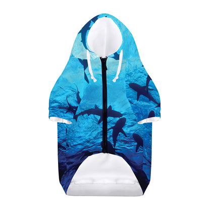 Shark Underwear Print Dog Zip Up Hoodie