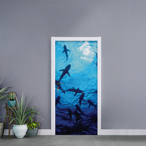 Shark Underwear Print Door Sticker