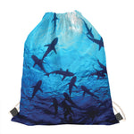 Shark Underwear Print Drawstring Bag